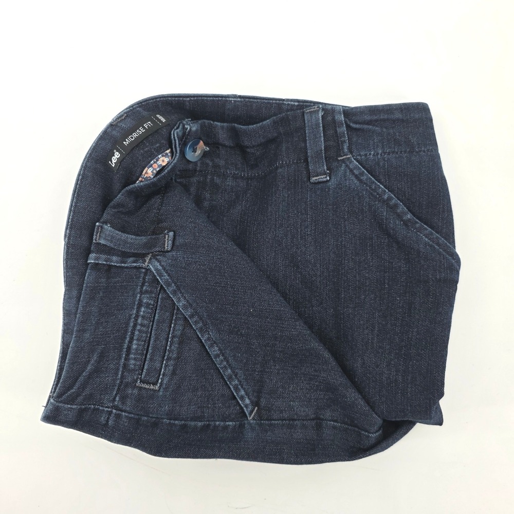 Lee‎ Womens Midrise Fit Dark Wash Denim Shorts Blue Size 16 Medium MoM
